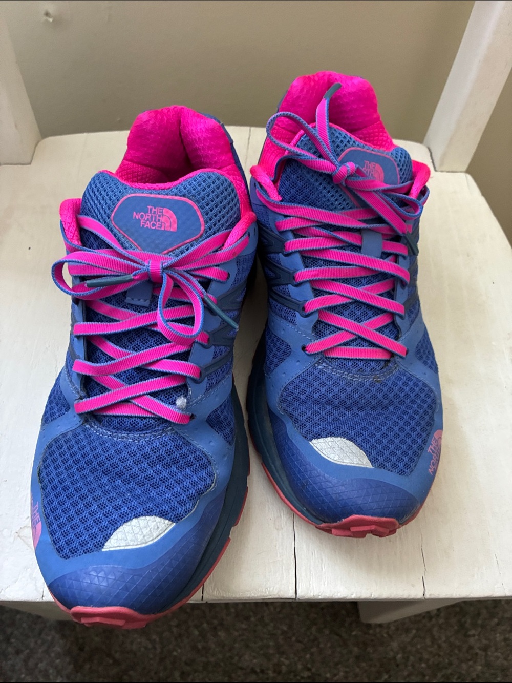 The North Face Women's Blue and Hot Pink Running Sneakers